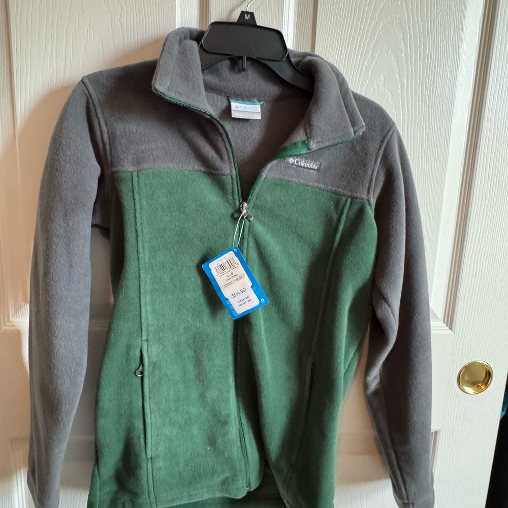 Columbia Kids Two-Tone Green and Gray Fleece Jacket
